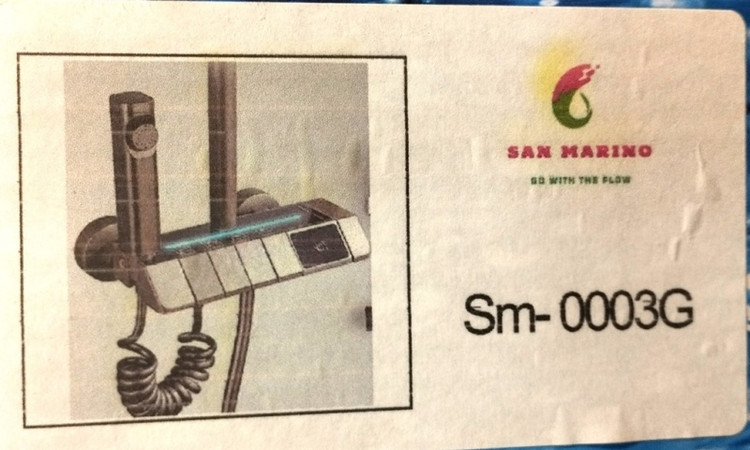 دوش حمام پیانویی نمایشگردار دیجیتال برند SAN MARINOمدل 0003G – دودی با نمایشگر دما