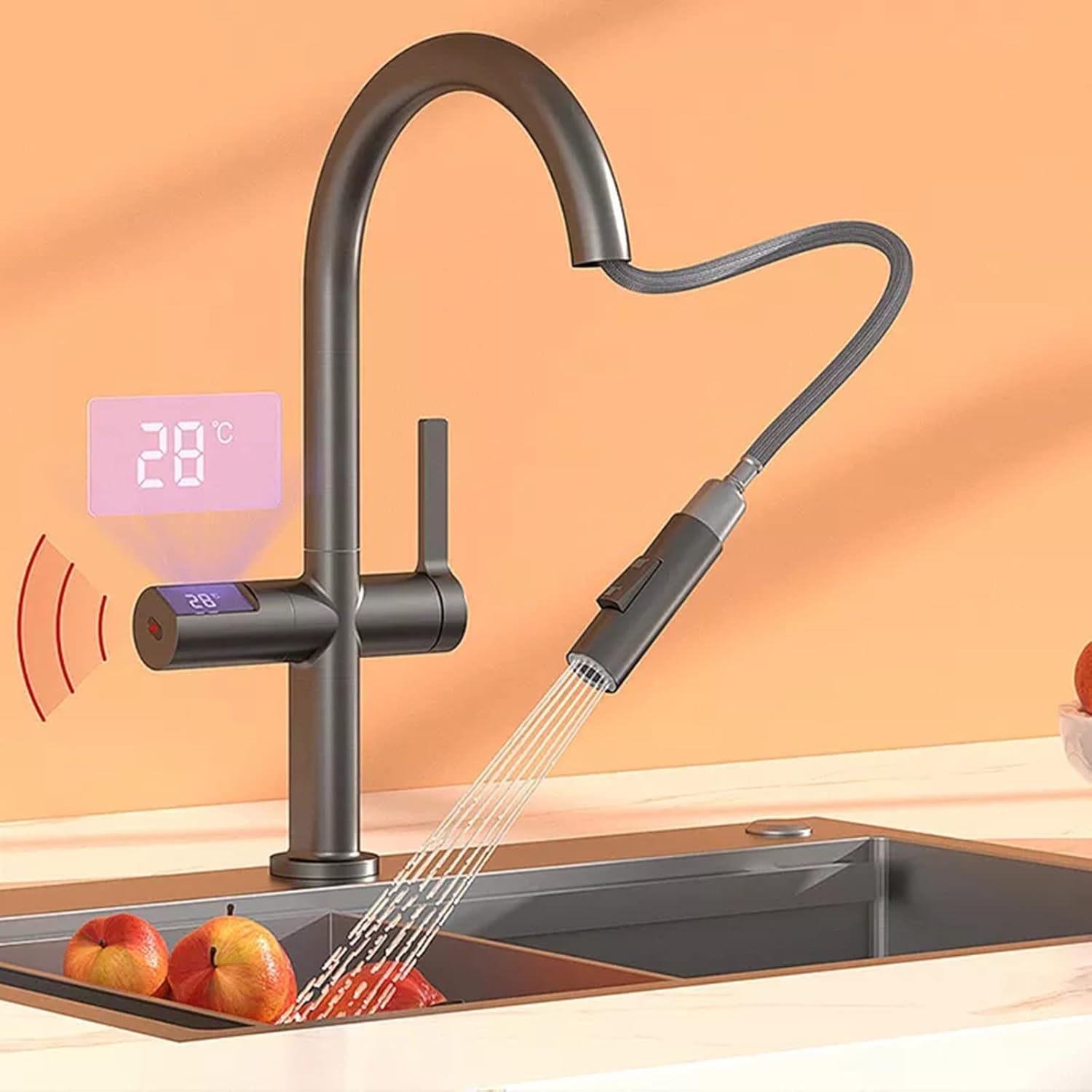 نمایش مصرف آب لحظه‌ای روی نمایشگر شیر