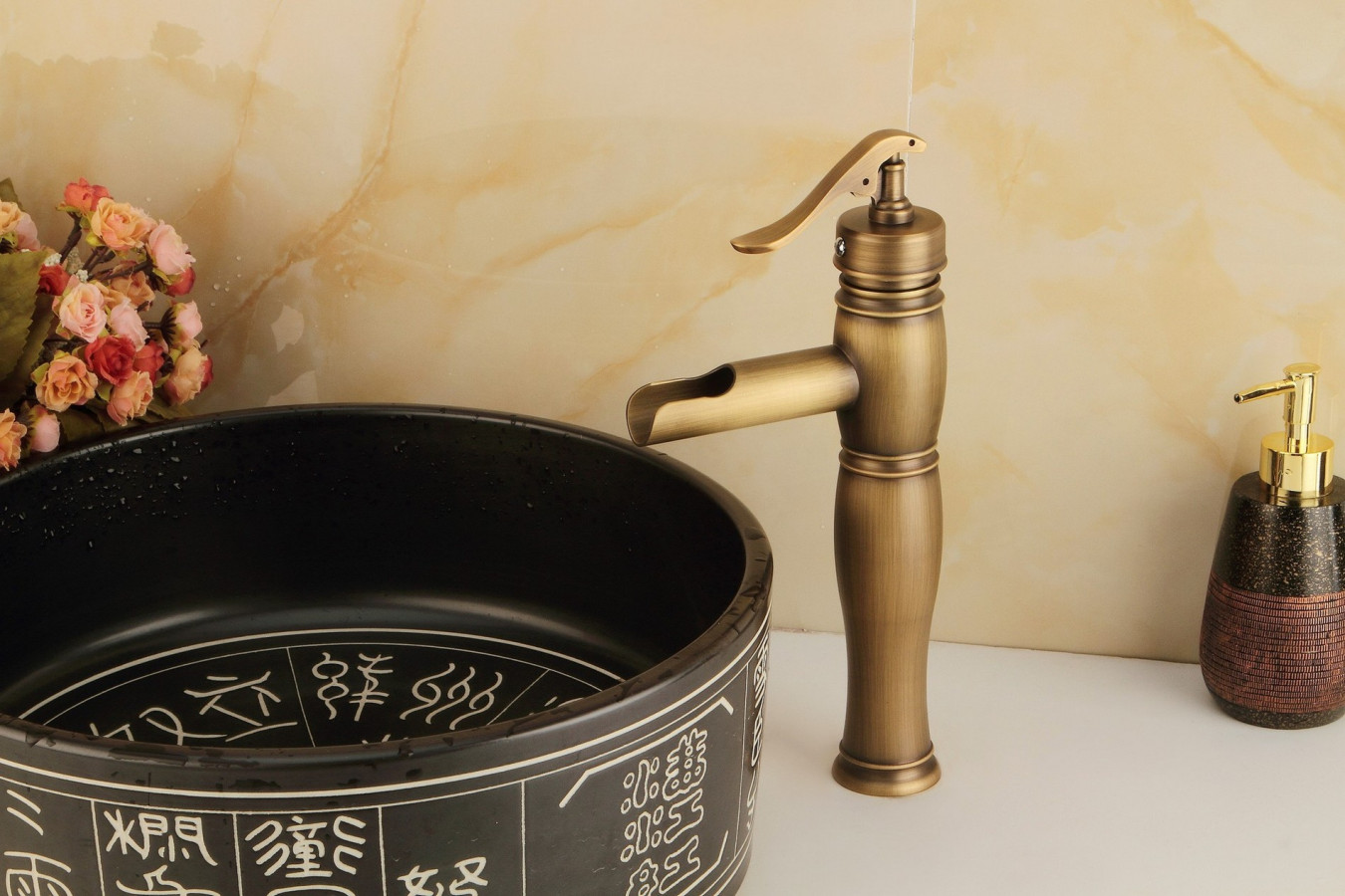 شیرآلات بامبو طلایی مات مدل بلند