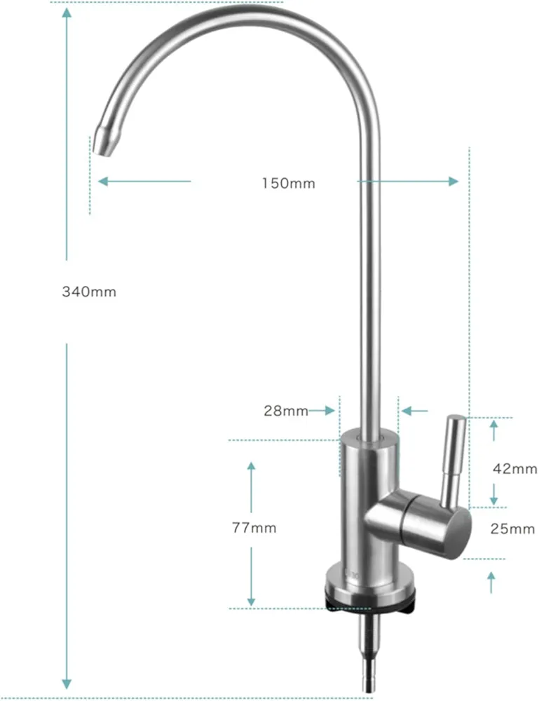 شیر آب استیل در حال چرخش 360 درجه روی سینک