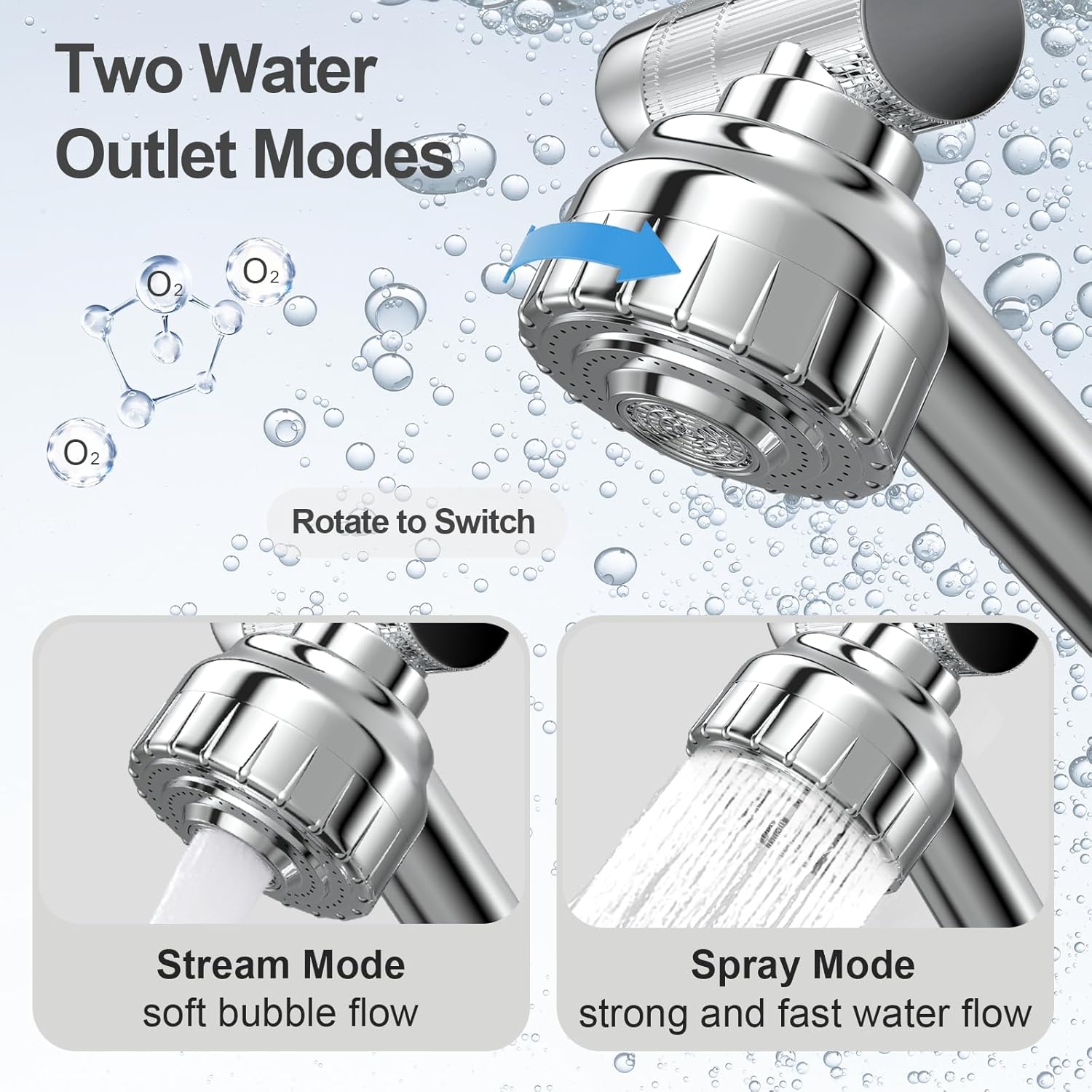 چندین حالت پاشش آب / رنگ کروم براق