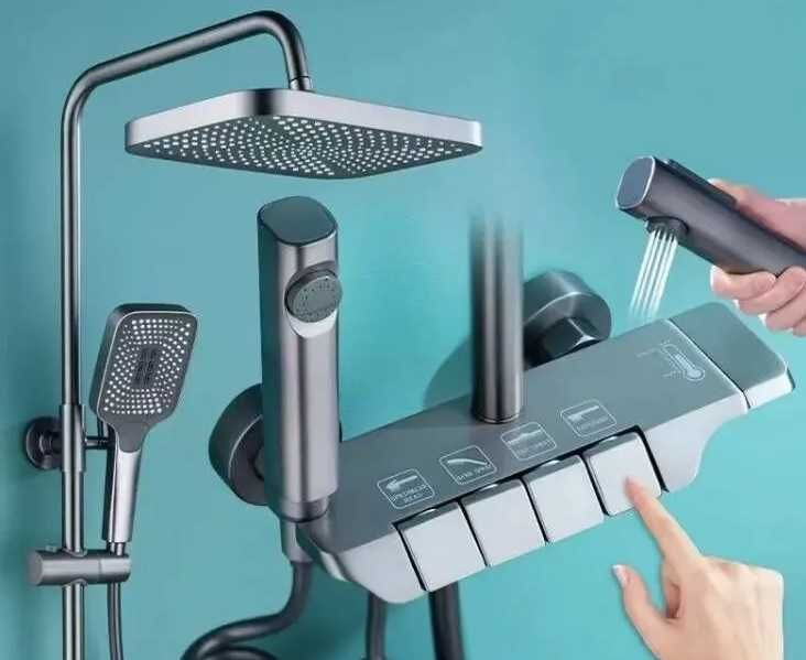 عکس دوش پیانویی حرفهای با جا حوله استیل