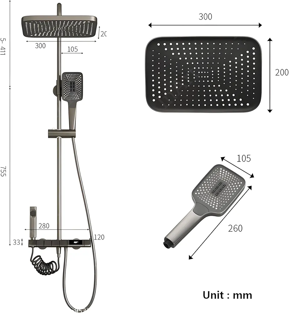 دوش پیانویی با شلنگ مقاوم