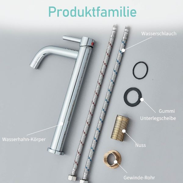 نمای کنار شیر روشویی پایه‌بلند کابینتی