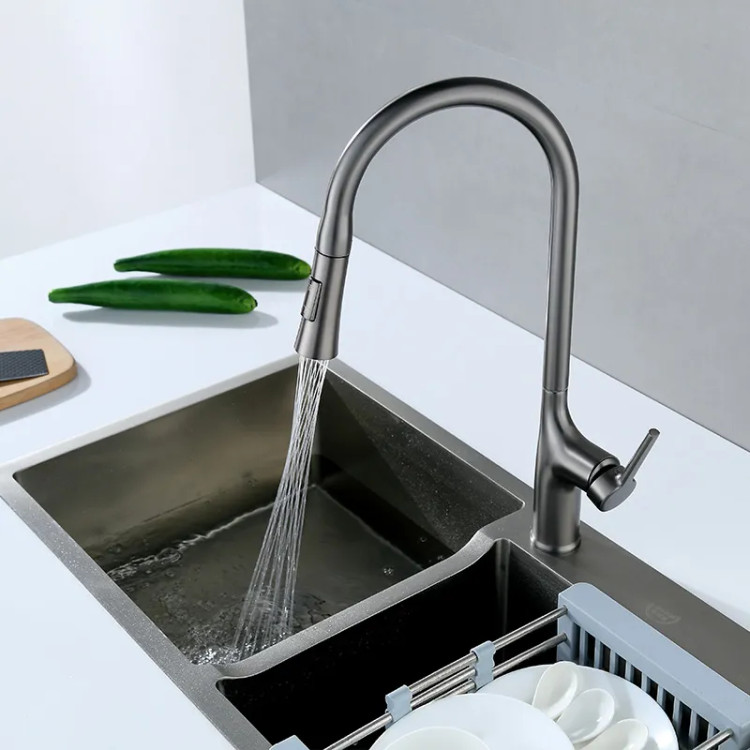 شیر ظرفشویی استیل ضدزنگ HS468 روی سینک بزرگ