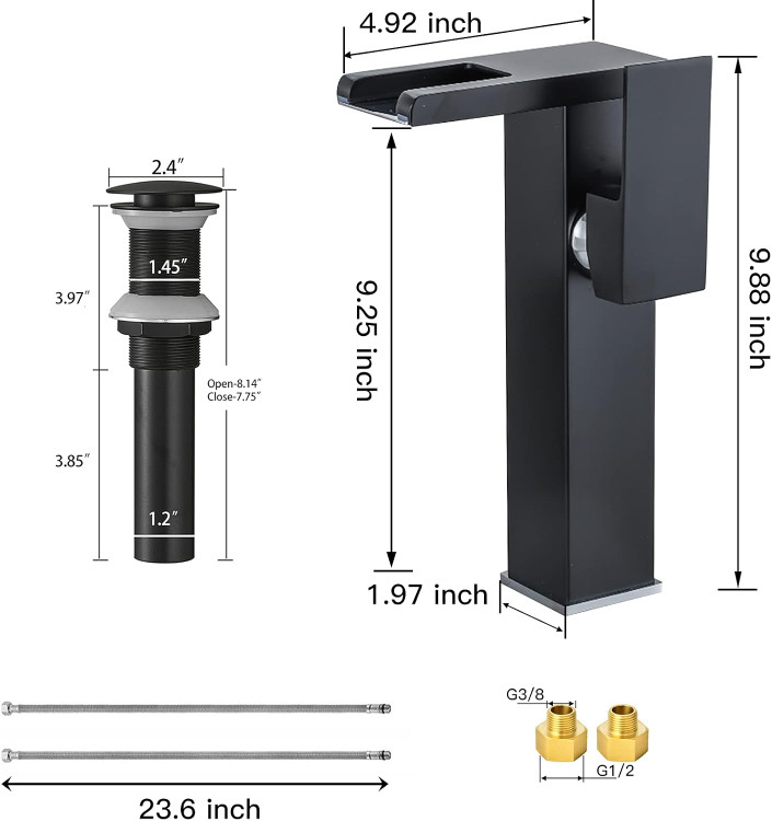 شیر روشویی Huadiao با نور LED تغییر رنگ