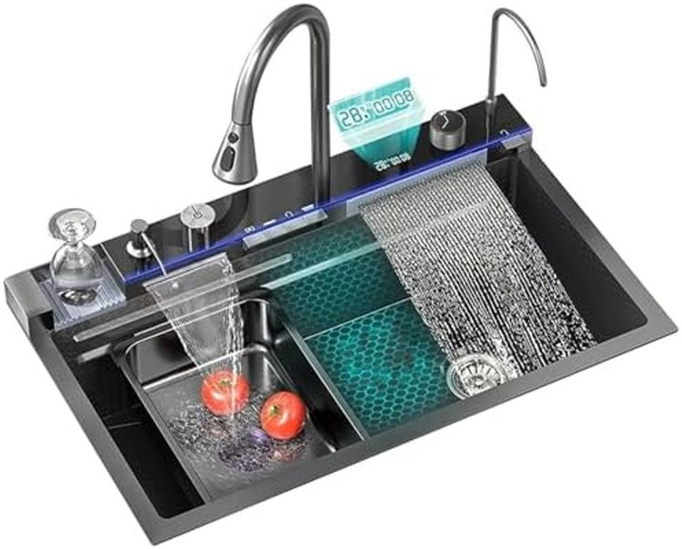 سینک ظرفشویی هوشمند HuaDiao ۷۵ سانت با نمایشگر دیجیتال و ۵ کلید کنترل