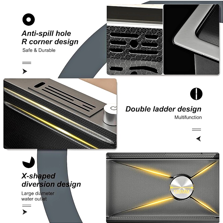 سینک ظرفشویی هوشمند پیانویی ۷ کلید HuaDiao با نمایشگر دیجیتال