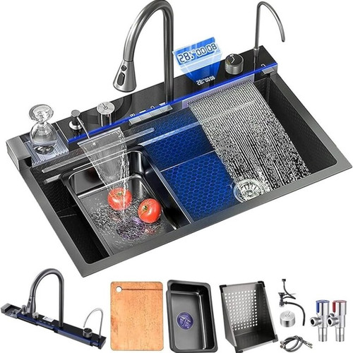 سینک پیانویی دیجیتال رنگ دودی با بدنه SUS-304 گرید A