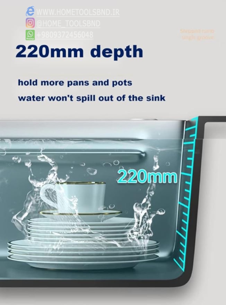 سینک پیانویی دیجیتال رنگ دودی با بدنه SUS-304 گرید A