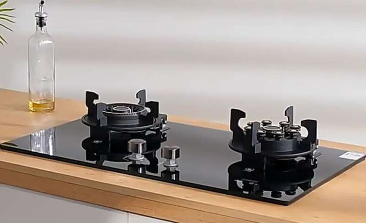 گاز صفحهای JEC دو شعله تاشو مدل اتمی با شیشه سکوریت مشکی