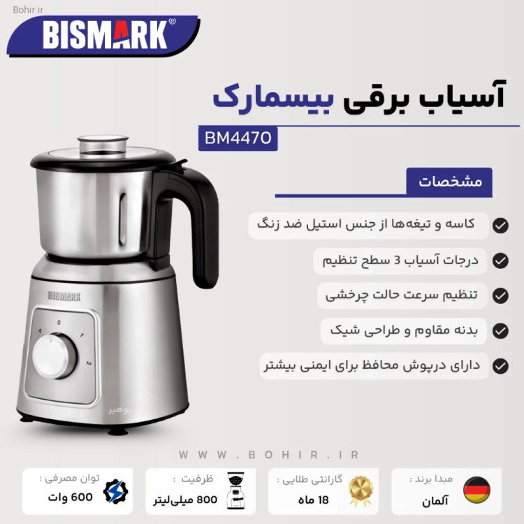 نمای نزدیک تیغه استیل آسیاب بیسمارک مدل BM4470