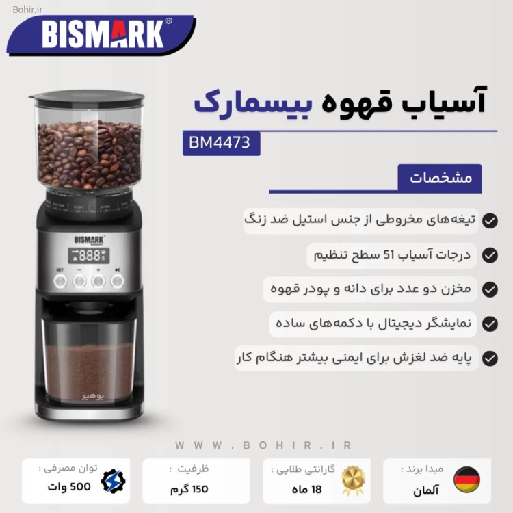 طراحی بدنه آسیاب قهوه برقی بیسمارک