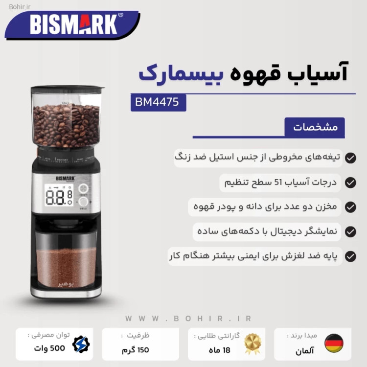 طراحی بدنه آسیاب قهوه برقی بیسمارک