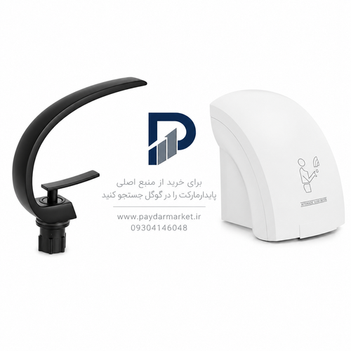 ابعاد و پنل خروجی باد گرم دست خشک کن برقی اتوماتیک رهاور مدل دو تکه